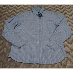 Charleston Mens Size M Blue Pattern L/S  100% Cotton Button Down Shirt NWT